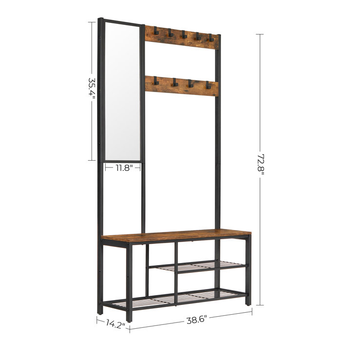 Steelside™ Lexington 38.58'' Wide Hall Tree with Bench and Shoe Storage